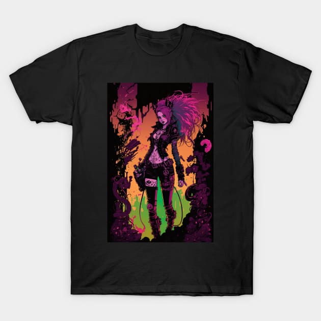 Cyberpunk Goth Girl Alchemist T-Shirt by Nightarcade